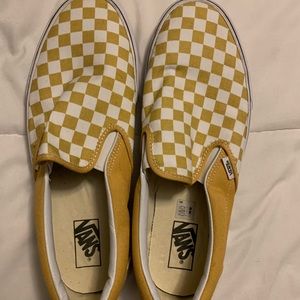 Vans checkerboard shoes yellow white mustard size 12